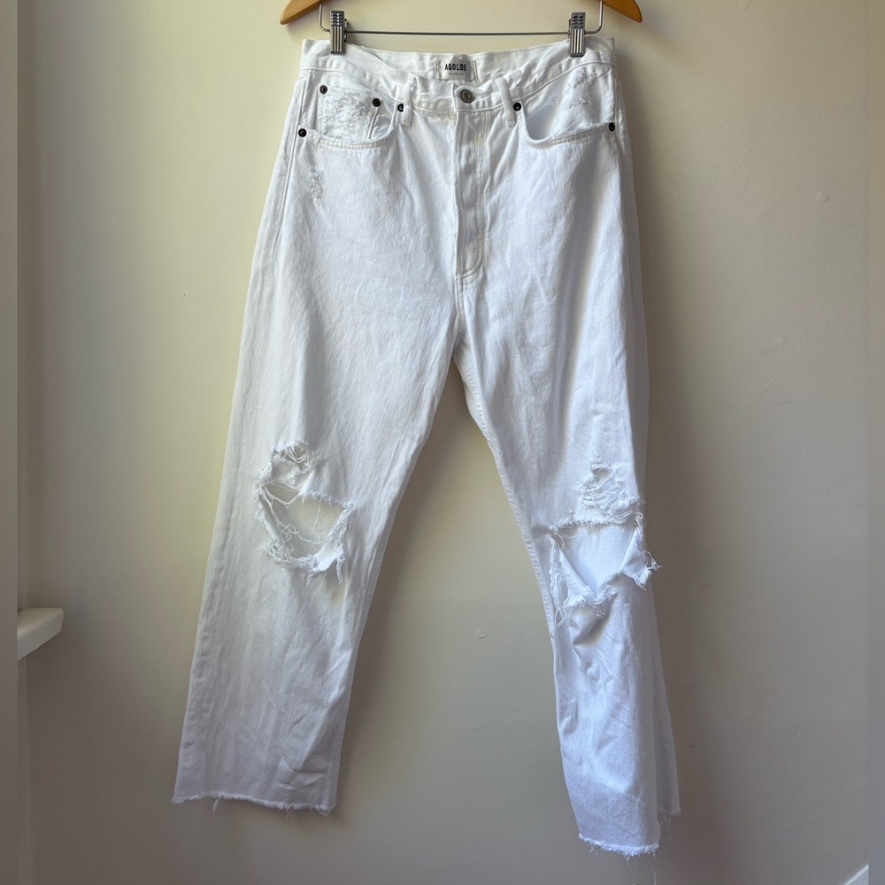 Agolde 90s Distressed White Crop Jeans​ - Picture 13 of 15